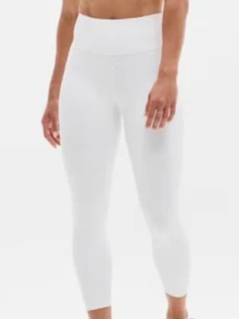 Nwt Athleta Pacesetter 7/8 Tights White Silver Performance Dry Fit Crop Leggings